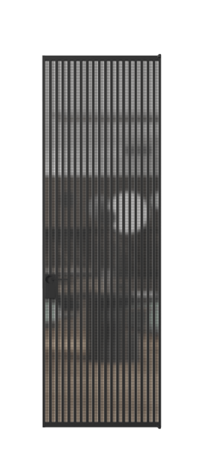 Алюминиевая дверь АЛПЛ040.06 Алюминий Черный Декоративное стекло с сеткой "Mesh silver", триплекс Цена 192770  | Volhovec