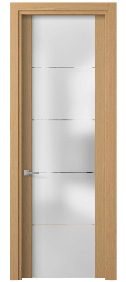 Межкомнатная дверь Planum 4114 Дуб песочный Сатинированное стекло с гравировкой «КВАДРО», триплекс 8 мм Цена 65299 ₽ | Volhovec