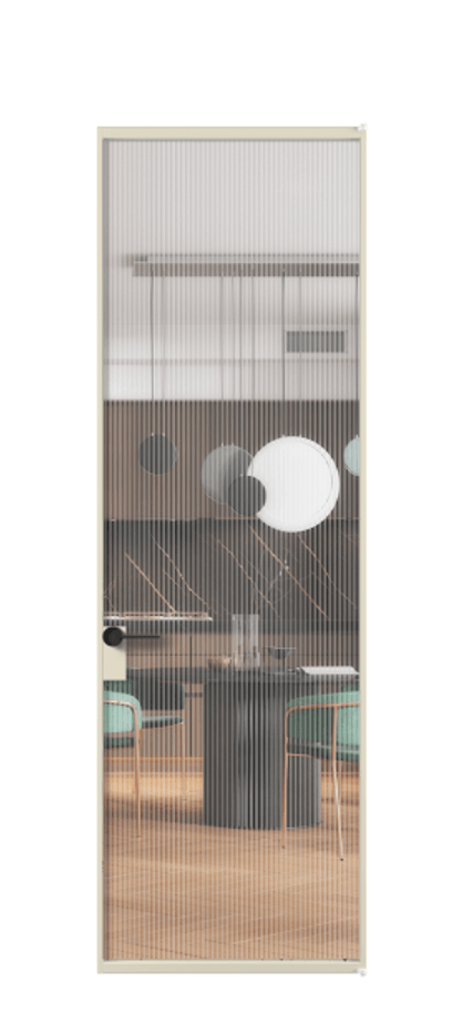 Алюминиевая дверь АЛПЛ040.01 Алюминий бежево-серый Рифлёное стекло "Moru", триплекс Цена 120520  | Volhovec