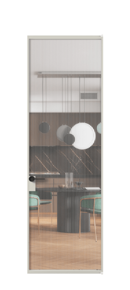 Алюминиевая дверь АЛПЛ040.01 Алюминий тёплый серый Рифлёное стекло "Moru", триплекс Цена 120520  | Volhovec