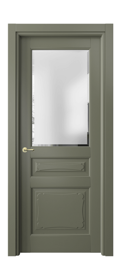 Межкомнатная дверь Тоскана Элегантэ 6324 Матовый оливковый тёмный Сатинированное стекло с фацетом Цена 103199 ₽ | Volhovec