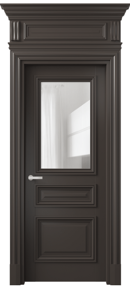 Межкомнатная дверь Антик 7304 Матовый антрацит Рифлёное стекло "Дюна", триплекс Цена 168609 ₽ | Volhovec