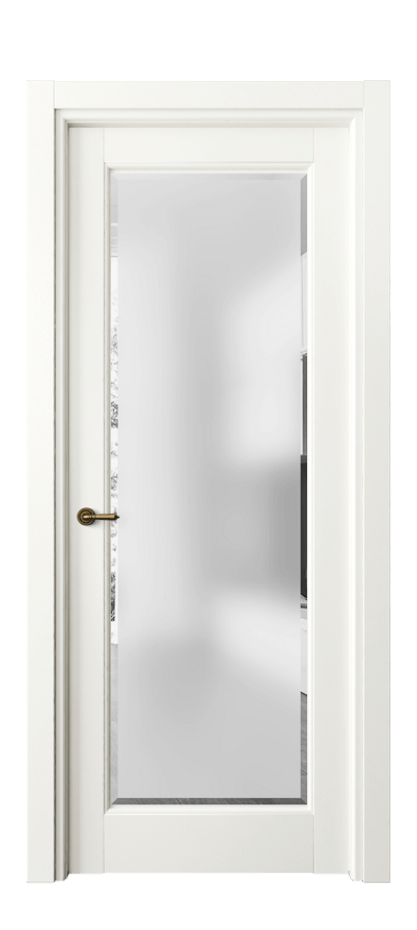 Межкомнатная дверь Toscana Elegante 6300 Бук жемчуг Сатинированное стекло с фацетом, 6 мм Цена 72879 ₽ | Volhovec