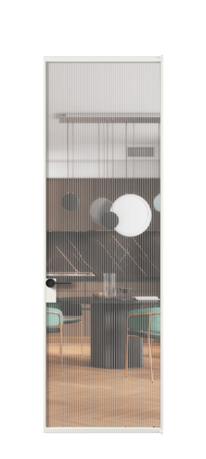 Алюминиевая дверь АЛПЛ040.01 Алюминий светло-серый Рифлёное стекло "Moru", триплекс Цена 120520  | Volhovec