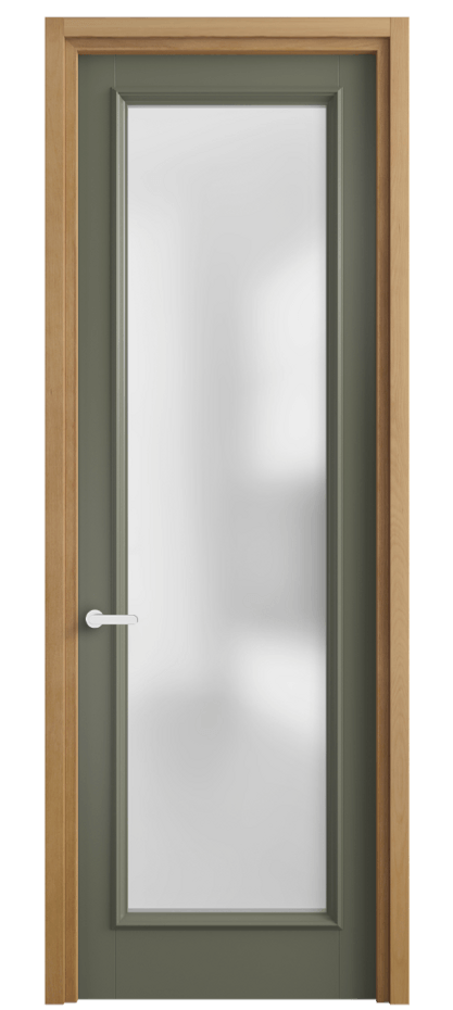 Межкомнатная дверь Шарм 6702 Матовый оливковый тёмный Сатинированное стекло Цена 100399 ₽ | Volhovec
