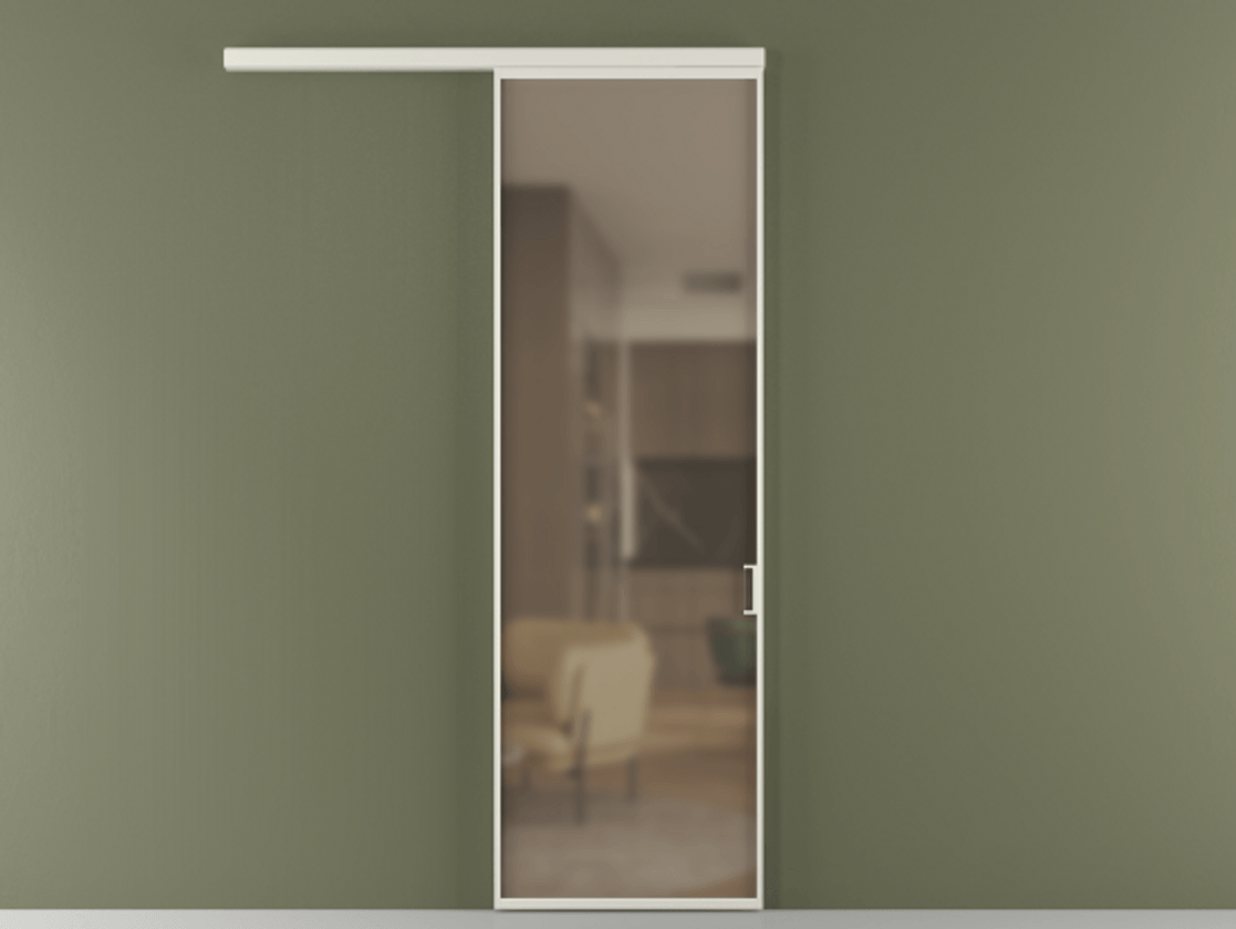 Перегородка Formato вдоль стены 1 створка АЛПР 040.01 Алюминий Белый Сатинированное бронзовое стекло, триплекс Цена 97740 ₽  | Volhovec