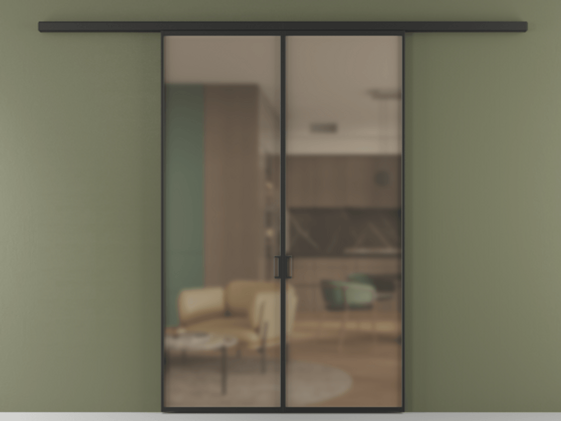 Перегородка Formato вдоль стены 2 створки АЛПР 040.01 Алюминий Черный Сатинированное бронзовое стекло, триплекс Цена 180150 ₽ | Volhovec