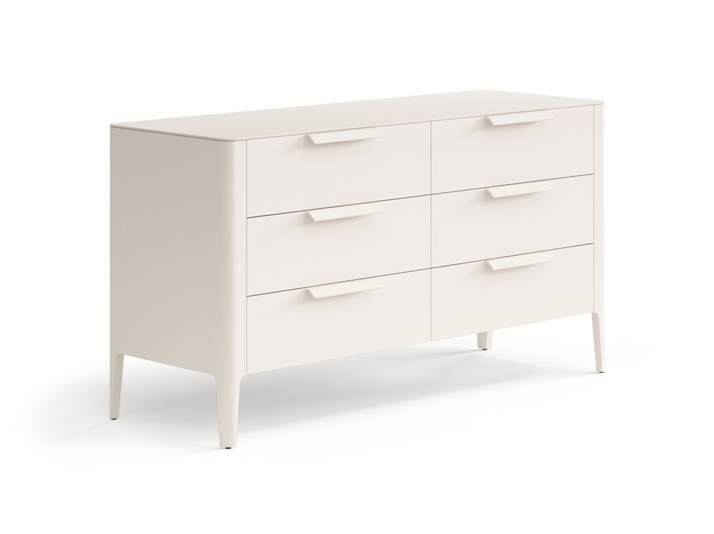 Мебель Комод Пьега 6 ящиков. Цвет Матовый бежево-серый. Материал Гладкая эмаль. Коллекция Комод Пьега 6 ящиков. Картинка.