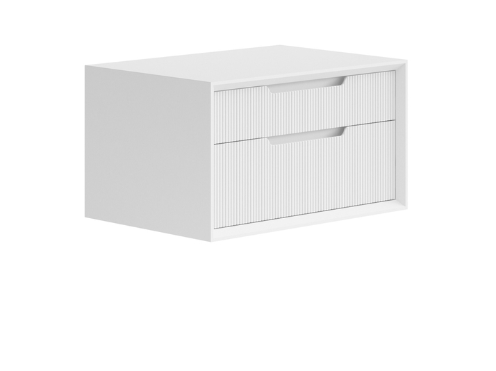 Мебель Тумба подвесная прикроватная Velvet 2 ящика. Цвет Матовый светло-серый. Материал Гладкая эмаль. Коллекция Тумба подвесная прикроватная Velvet 2 ящика. Картинка.