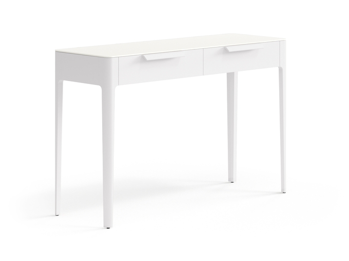 Мебель Консоль Piega 2 ящика. Цвет Матовый пудровый белый. Материал Гладкая эмаль. Коллекция Консоль Piega 2 ящика. Картинка.