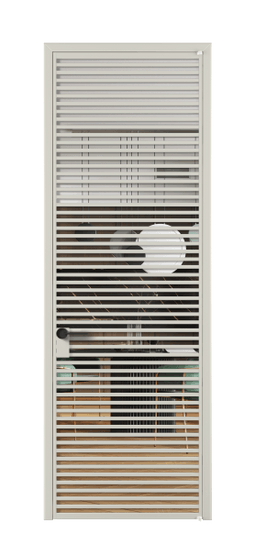 Дверь межкомнатная АЛПЛ040.07 АТСР Crystalvision. Цвет Алюминий тёплый серый. Материал Алюминий в эмали. Коллекция Formato. Картинка.