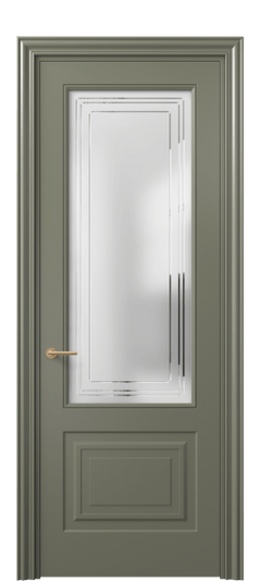 Дверь межкомнатная 8452 МОТ Сатин с гравировкой Mascot. Цвет Матовый оливковый тёмный. Материал Гладкая эмаль. Коллекция Маскот. Картинка.