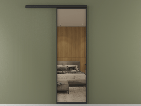 Алюминевая перегородка vd1_01 Stopsol Bronze ЧЕР. Цвет Алюминий Черный. Материал Алюминий. Коллекция Перегородка Formato вдоль стены 1 створка. Картинка.