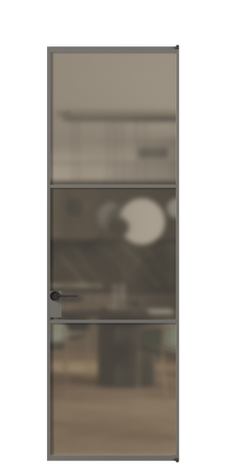 Дверь межкомнатная АЛПЛ040.03 Бронза сатин триплекс АКЛС. Цвет Алюминий классический серый. Материал Алюминий в эмали. Коллекция Формато. Картинка.