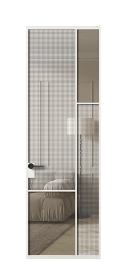 Дверь межкомнатная АЛПЛ041.12 АССР MS+Бронза триплекс. Цвет Алюминий светло-серый. Материал Алюминий в эмали. Коллекция Mosaic. Картинка.