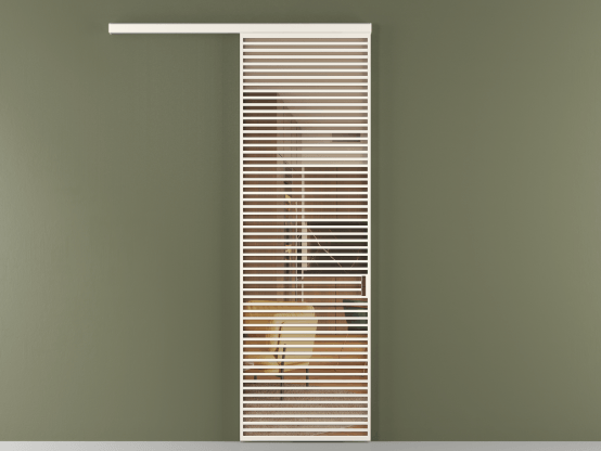 Алюминевая перегородка vd1_07_ Алюминий пудровый белый Прозрачное оранжевое стекло, триплекс, 6мм. Цвет Алюминий пудровый белый. Материал Алюминий в эмали. Коллекция Перегородка Formato вдоль стены 1 створка. Картинка.