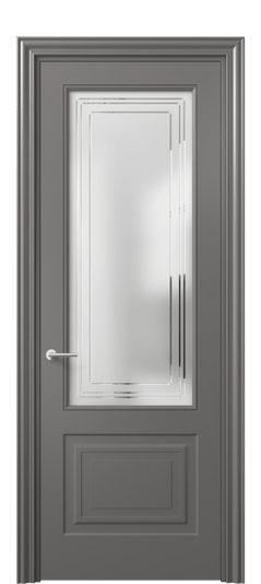 Дверь межкомнатная 8452 МКЛС Сатин с гравировкой Mascot. Цвет Матовый классический серый. Материал Гладкая эмаль. Коллекция Маскот. Картинка.