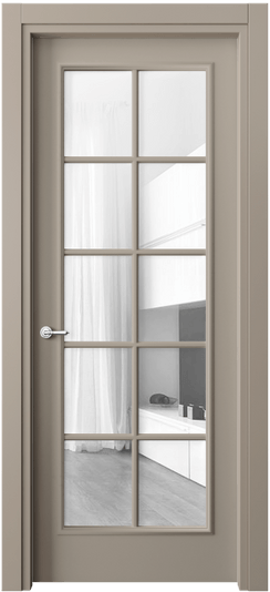 Дверь межкомнатная 8102 МБСК Прозрачное стекло. Цвет Матовый бисквитный. Материал Гладкая эмаль. Коллекция Paris. Картинка.