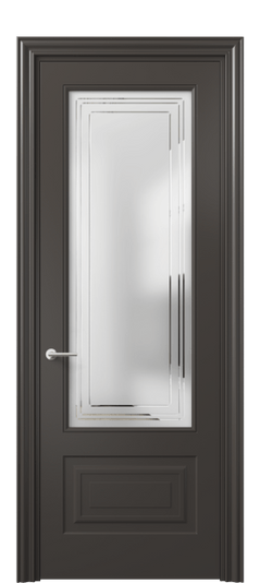 Дверь межкомнатная 8442 МАН Сатин с гравировкой Mascot. Цвет Матовый антрацит. Материал Гладкая эмаль. Коллекция Mascot. Картинка.