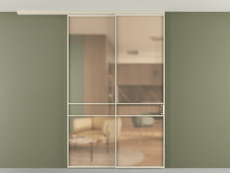 Перегородка Formato вдоль стены на потолок 2 створки с синхронным механизмом