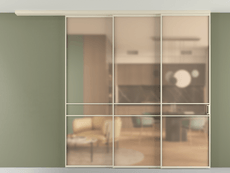 Перегородка Formato вдоль стены на потолок 3 створки с синхронным механизмом